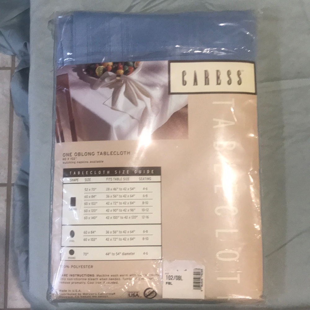 Caress Table Cloths Blue Oblong Size 102x60